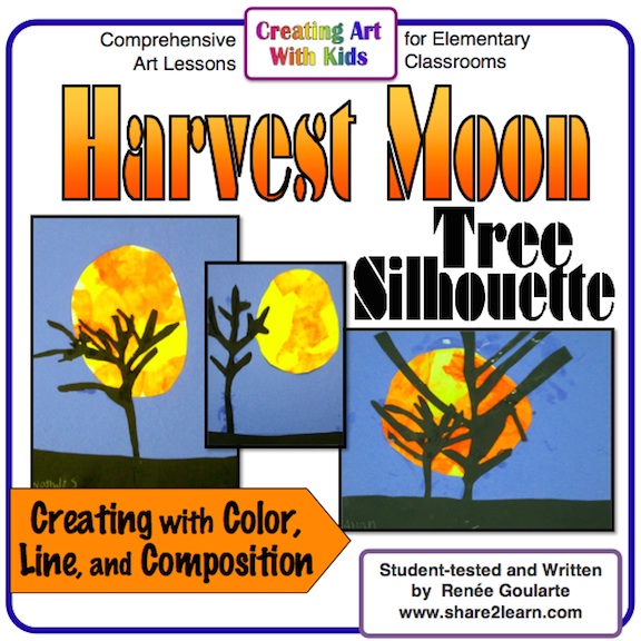 Harvest Moon Tree Silhouette Art Lesson