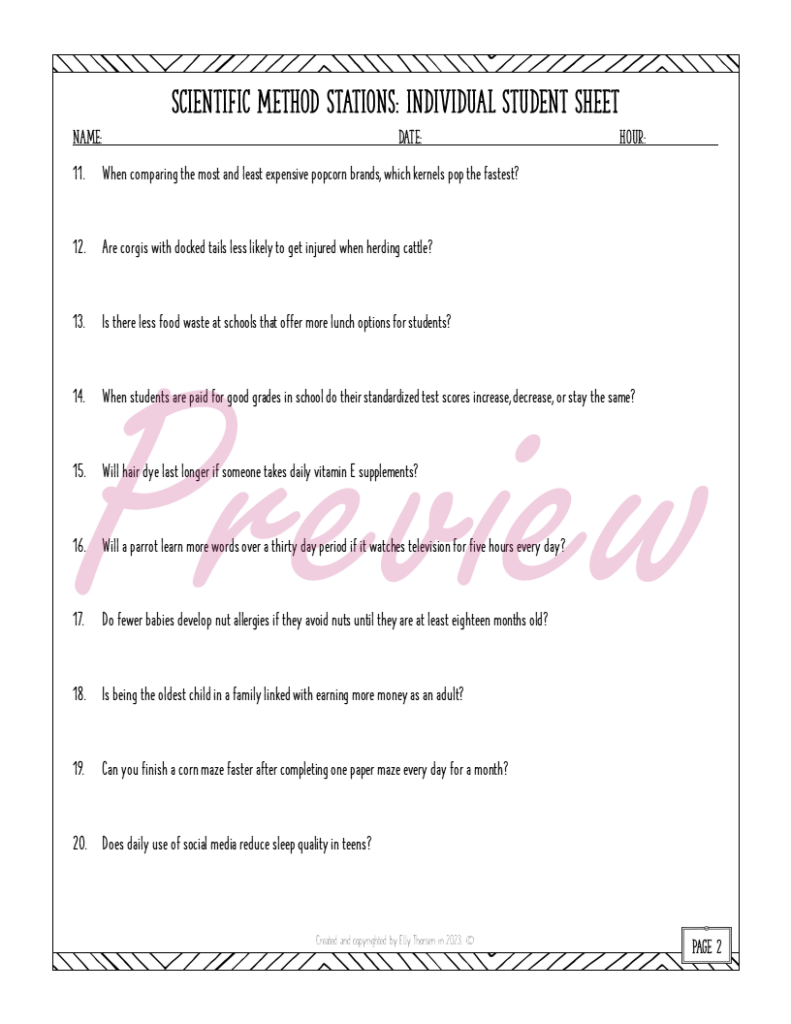 Scientific Method Stations: An Activity for Hypotheses, Variables, and ...