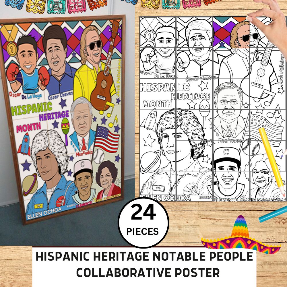 Hispanic Heritage Month Notable People Collaborative Poster Mural Project