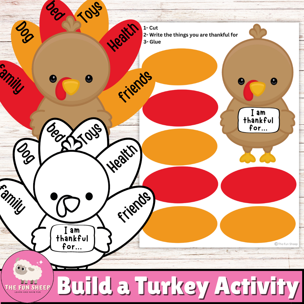 Build a Turkey Activity | I'm Thankful For - Printable Thanksgiving Turkey Craft