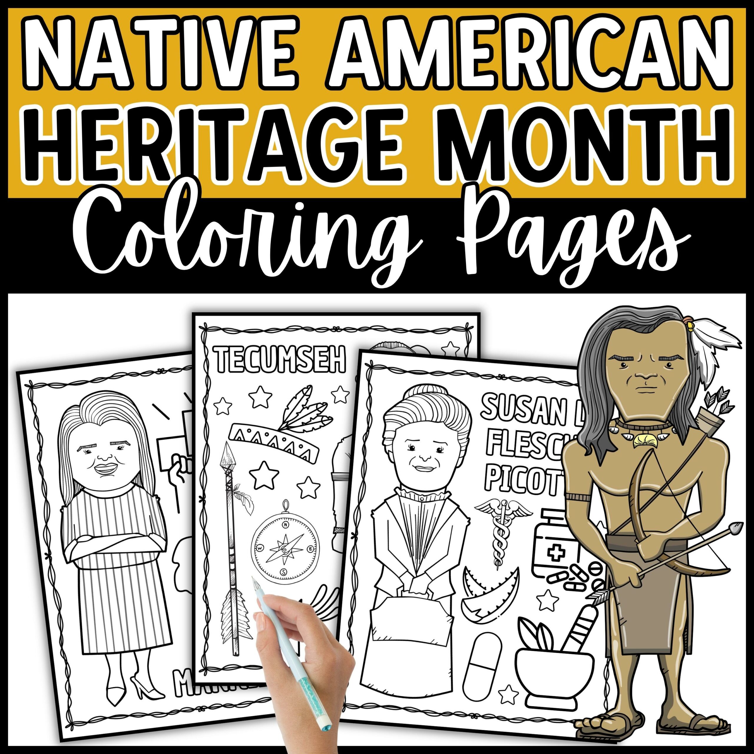 Native American Heritage Month Coloring Pages - Famous Leaders Coloring Sheets