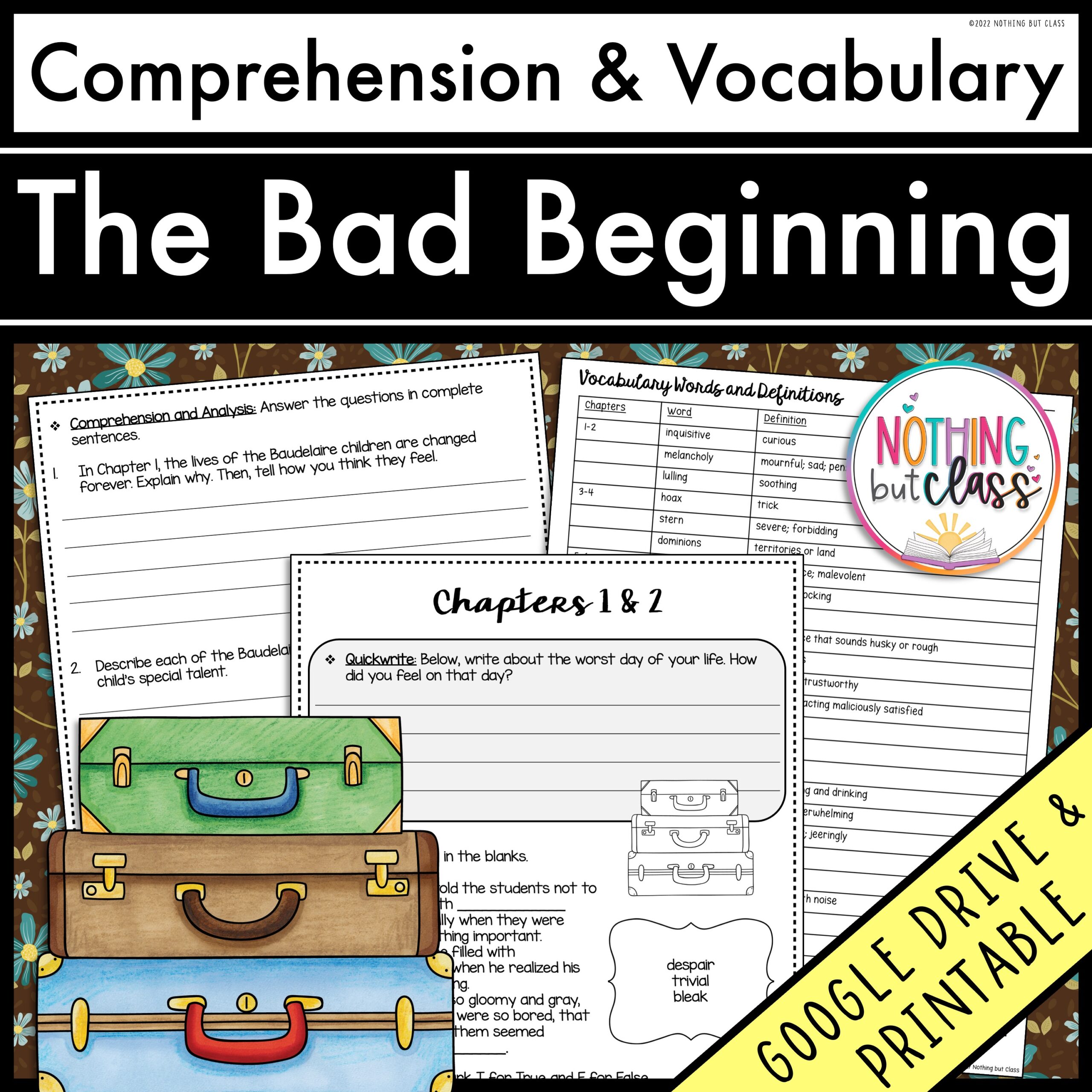 The Bad Beginning Comprehension and Vocabulary Pack