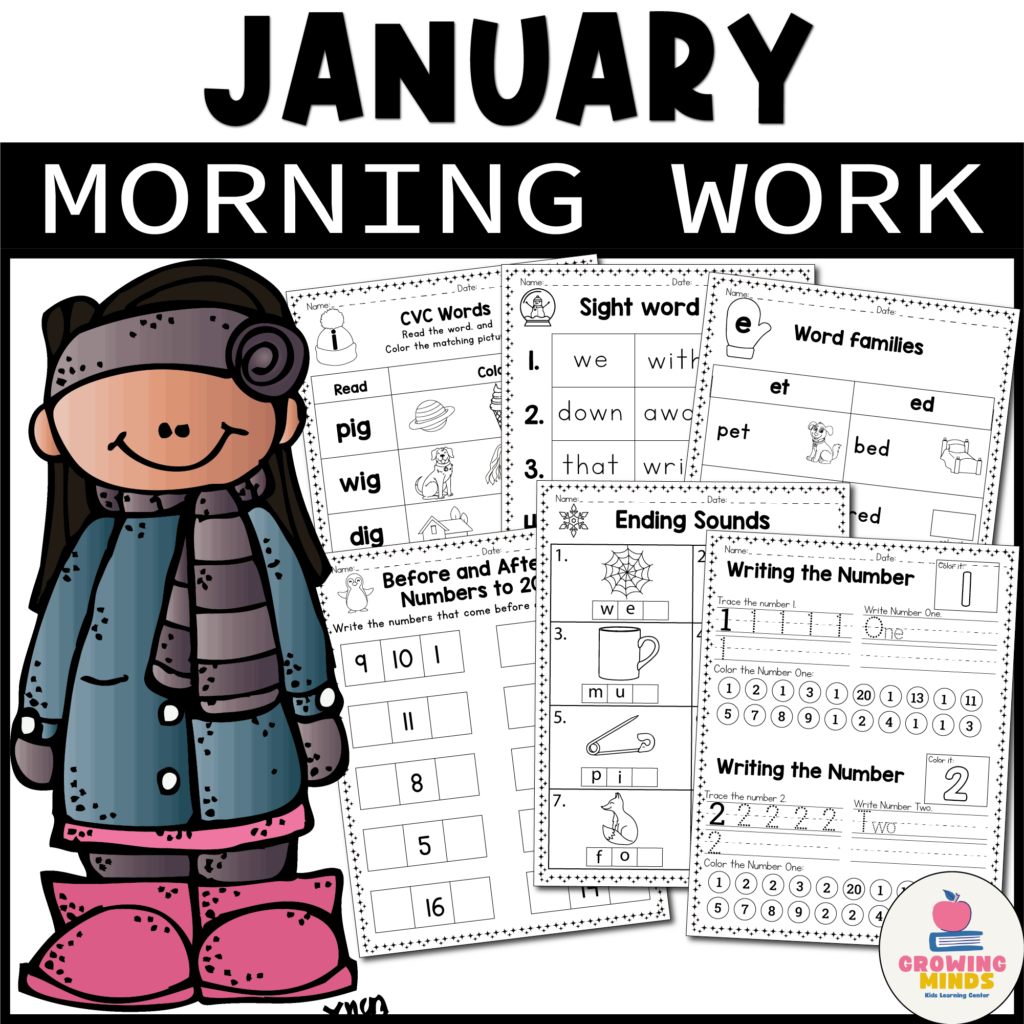 January Morning Work for Kindergarten | Winter Activities No Prep ...
