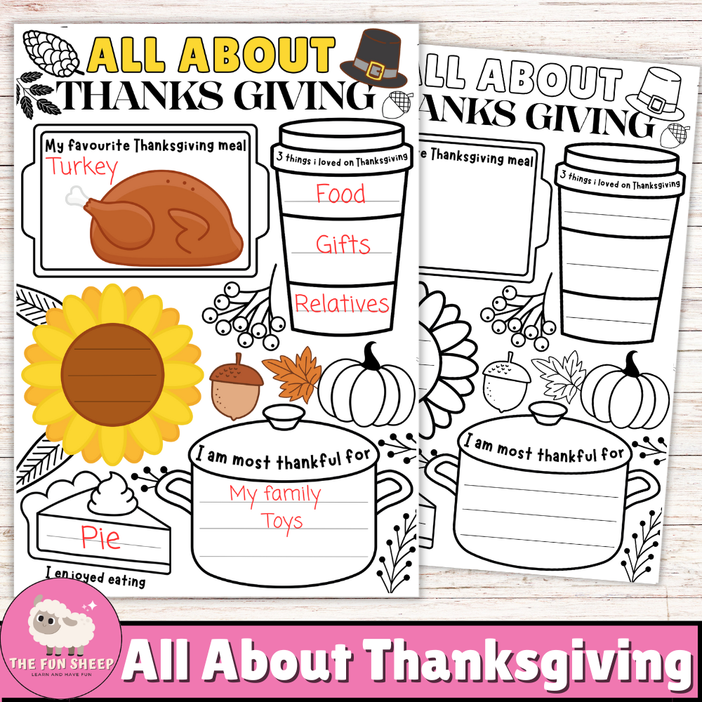 All About Thanksgiving | Fall Holiday Activity - Thanksgiving Gratitude Writing Activity