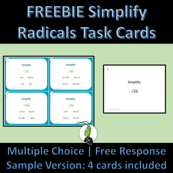 Free Simplifying Radicals Algebra 1 Task Cards Sample Version | Made By ...