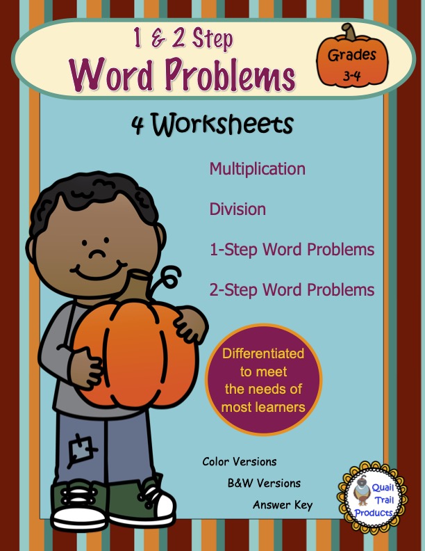 Multiplication, Division, and Word Problem Worksheets | Pumpkin Theme