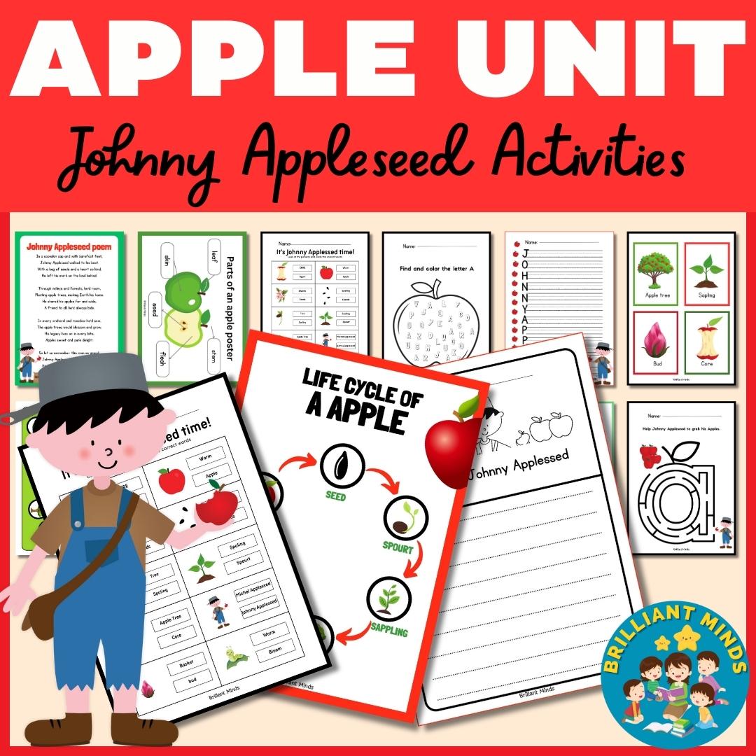 Johnny Appleseed Activities - Apple Unit- math, science ,crafts ,worksheets