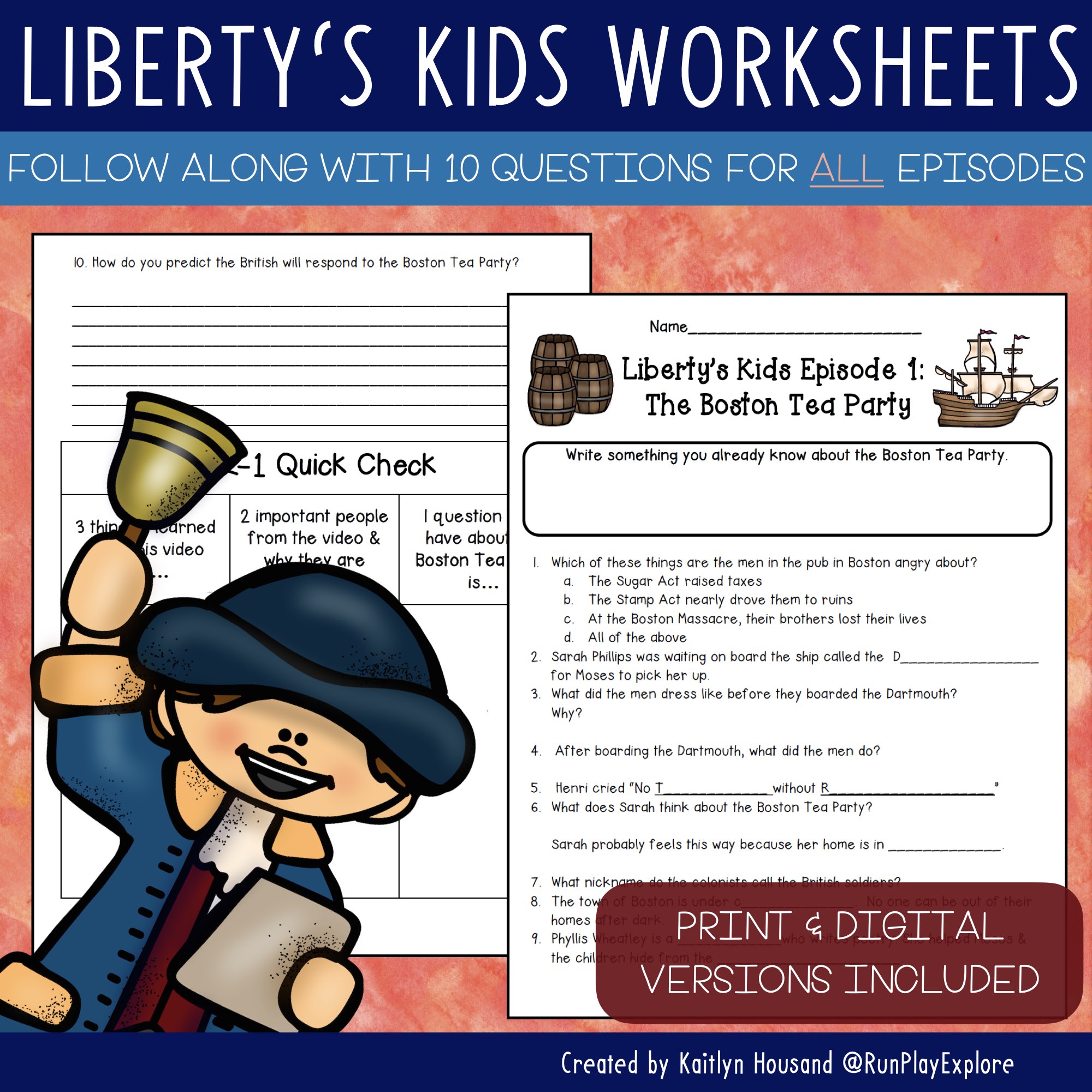 Liberty's Kids Worksheets for ALL Episodes - Print and Digital Format