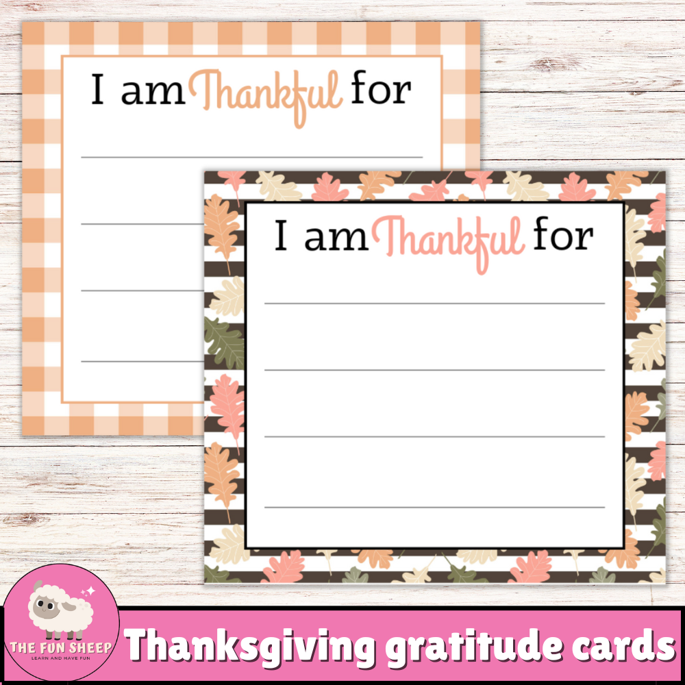 Thanksgiving Gratitude Cards | Printable Thankful Cards - I Am Thankful For Writing Activity