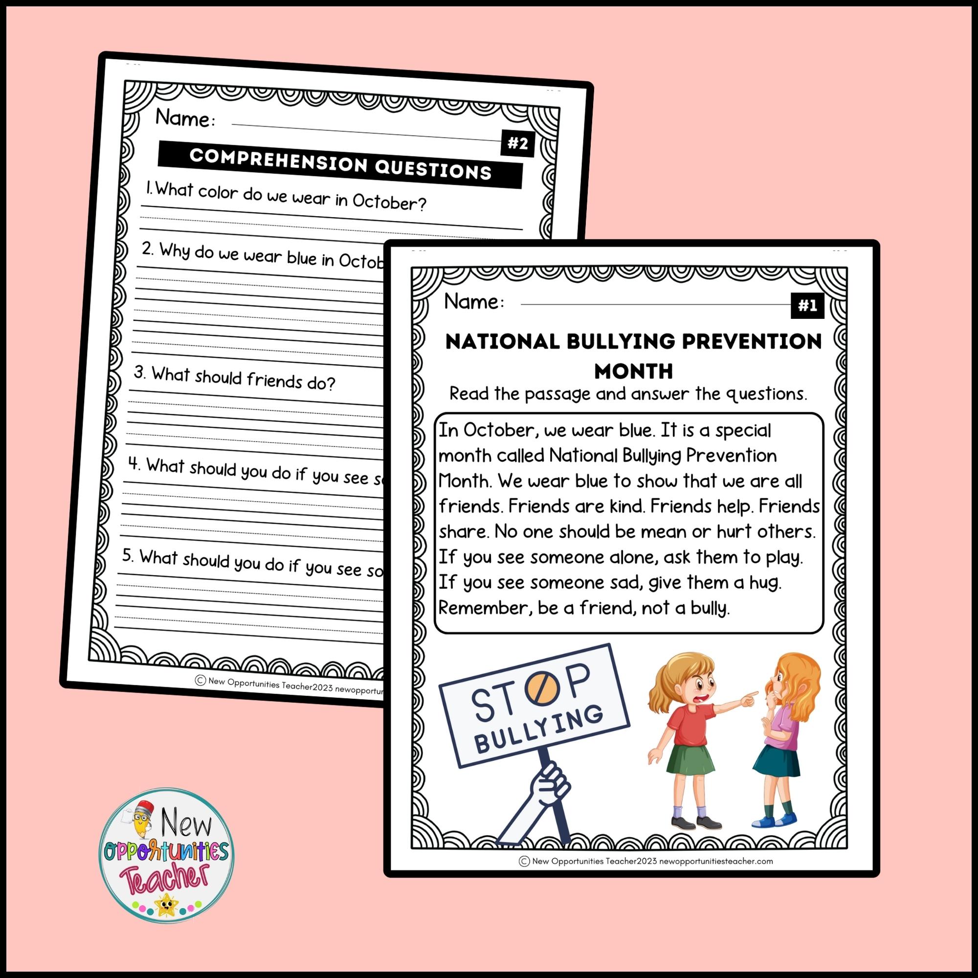 National Bullying Prevention Month Activities and Bulletin Board BUNDLE ...