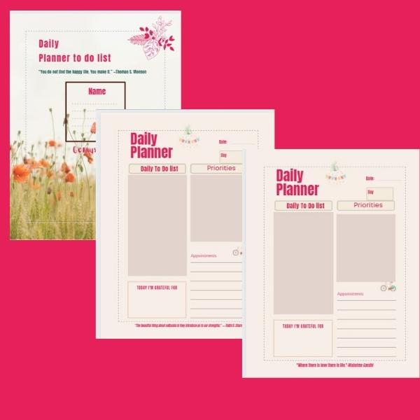 Daily Planner To do list Printables