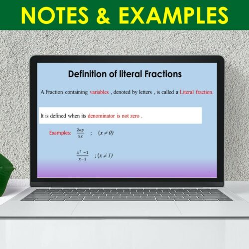 Literal fractions PowerPoint Presentation Math Lesson Middle School ...
