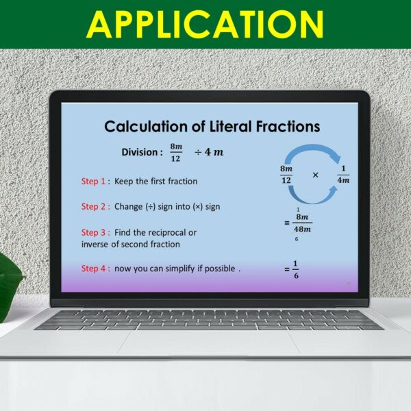 Literals Math Literal fractions PowerPoint Presentation Math Lesson Middle School ...