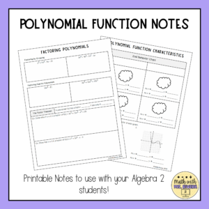 Polynomial Functions Guided Notes Bundle for Algebra 2 | Made By Teachers