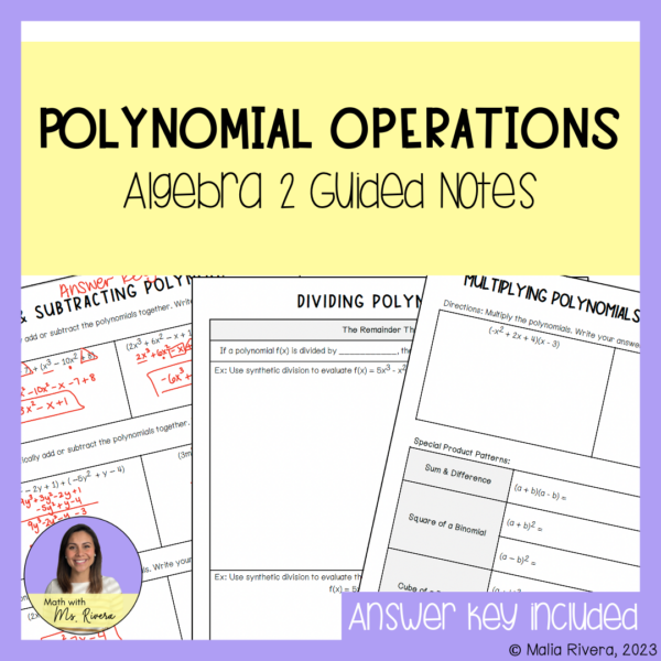 Polynomial Operations Guided Notes for Algebra 2 | Made By Teachers