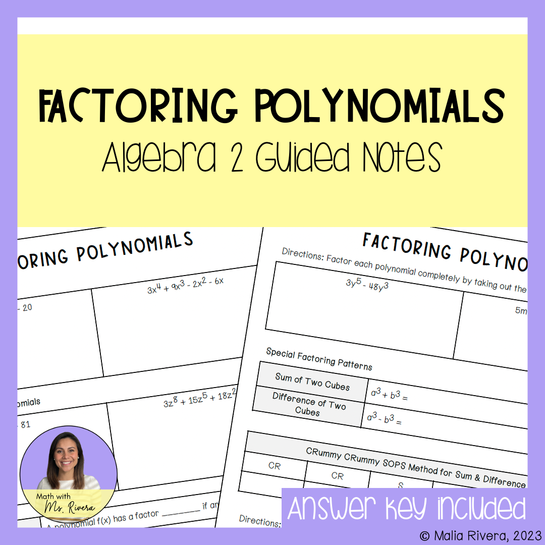 Factoring Polynomials Guided Notes for Algebra 2