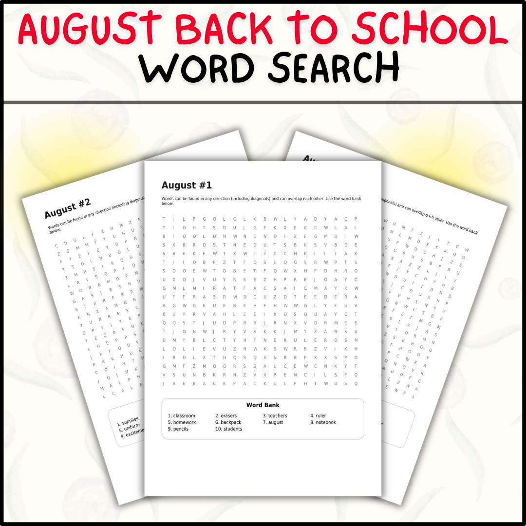 Back to School August Word Search: Fun and Educational Activity for Students of All Ages