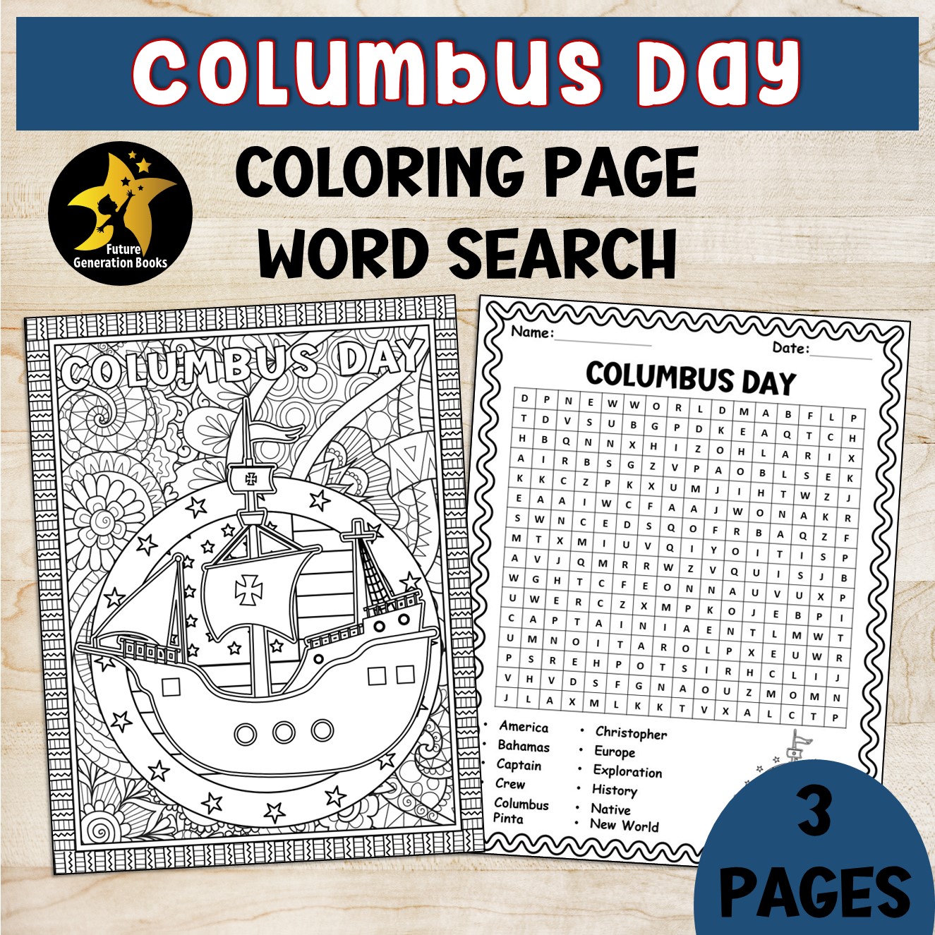 Columbus Day Activities Word Search Coloring Page October Worksheets