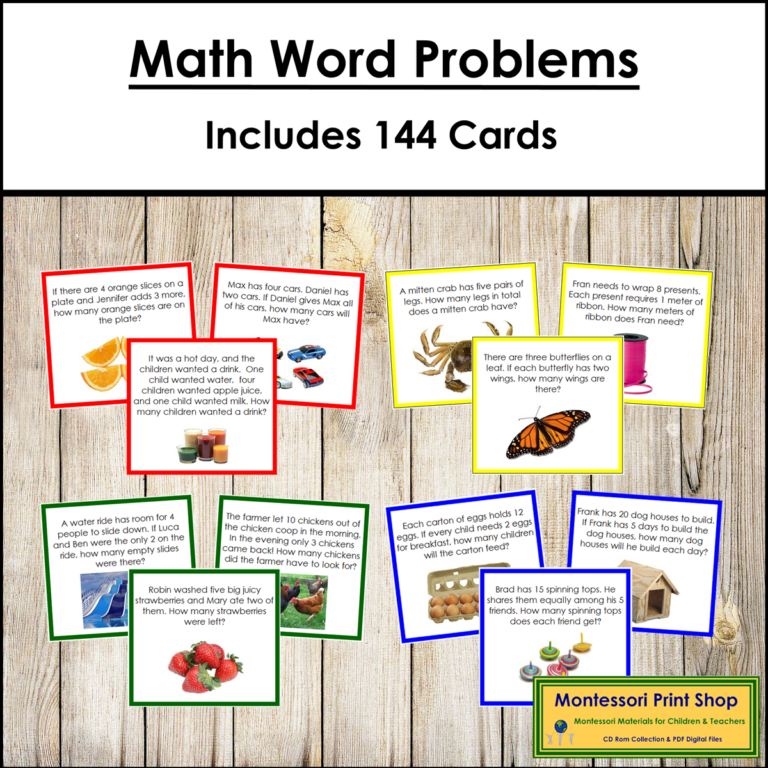 Math Word Problems Bundle (color-coded) - Montessori Math - Made By ...