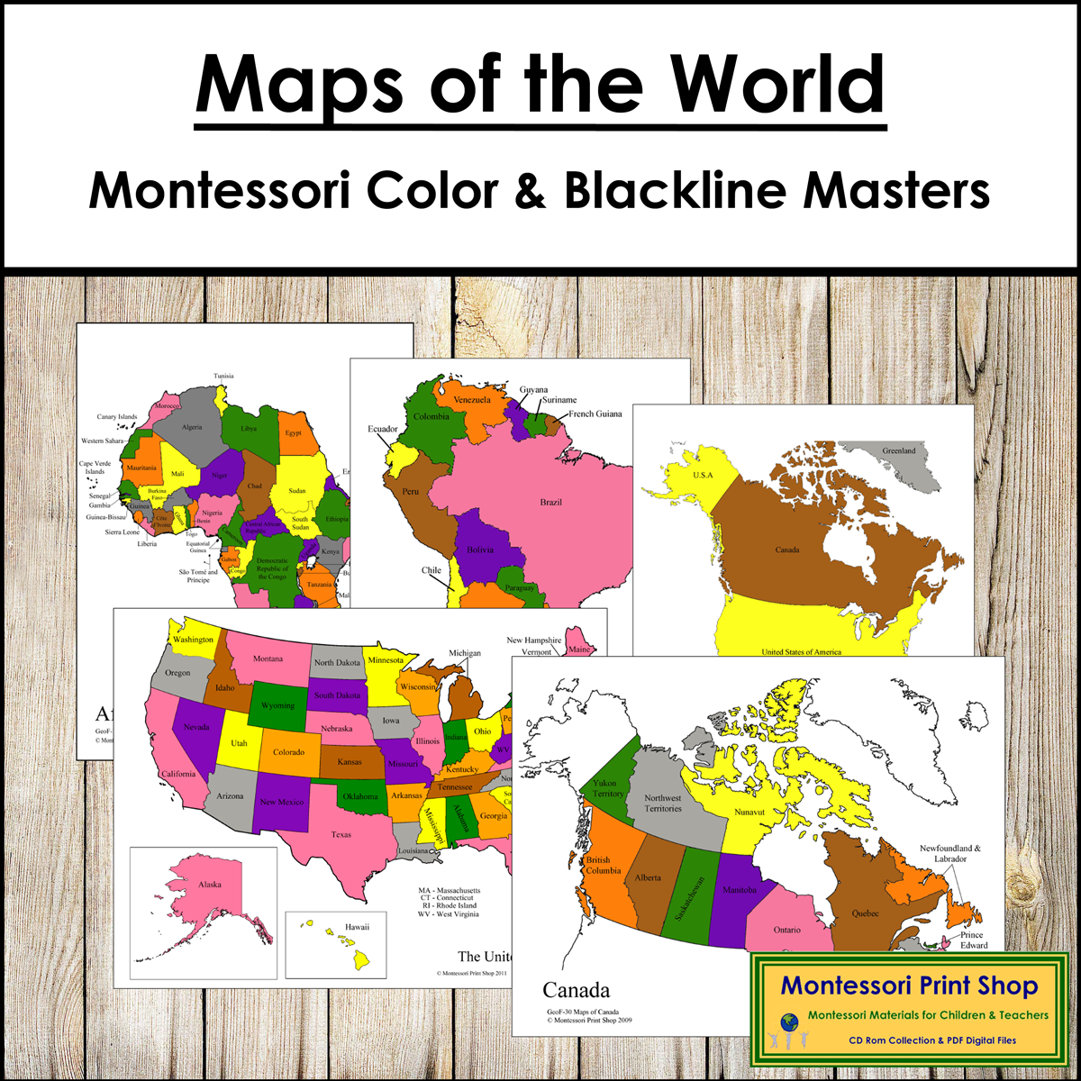 Montessori Maps of the World Bundle - Geography