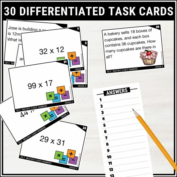 Double Digit Multiplication Task Cards Math Games, Math Review, Scoot ...