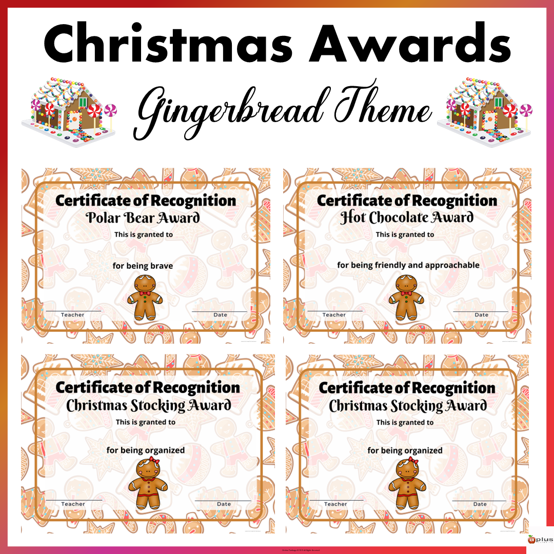 Christmas Theme Gingerbread Award Certificates
