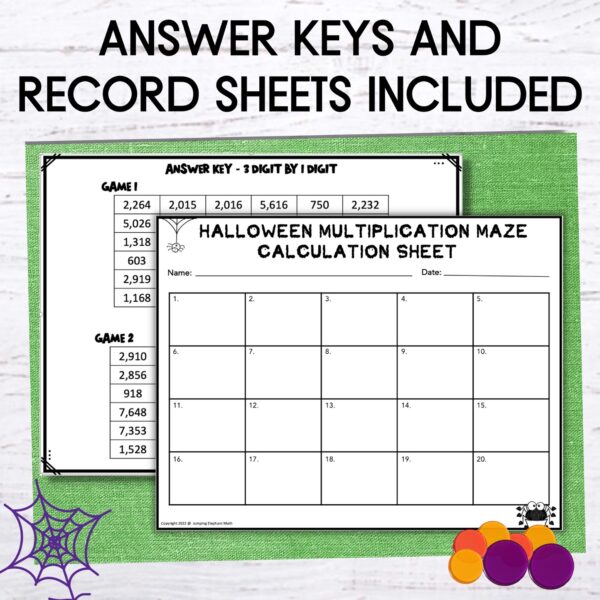 Halloween 3 Digit by 1 Digit Multiplication Four in A Row and Math ...