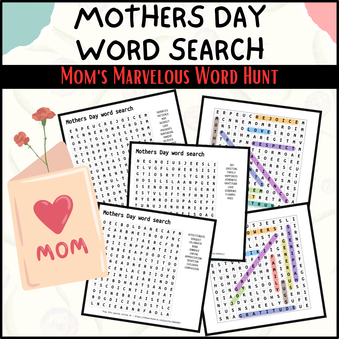 Mothers Day Word Search for Kids and Adults | Printable Puzzle Fun for All Ages