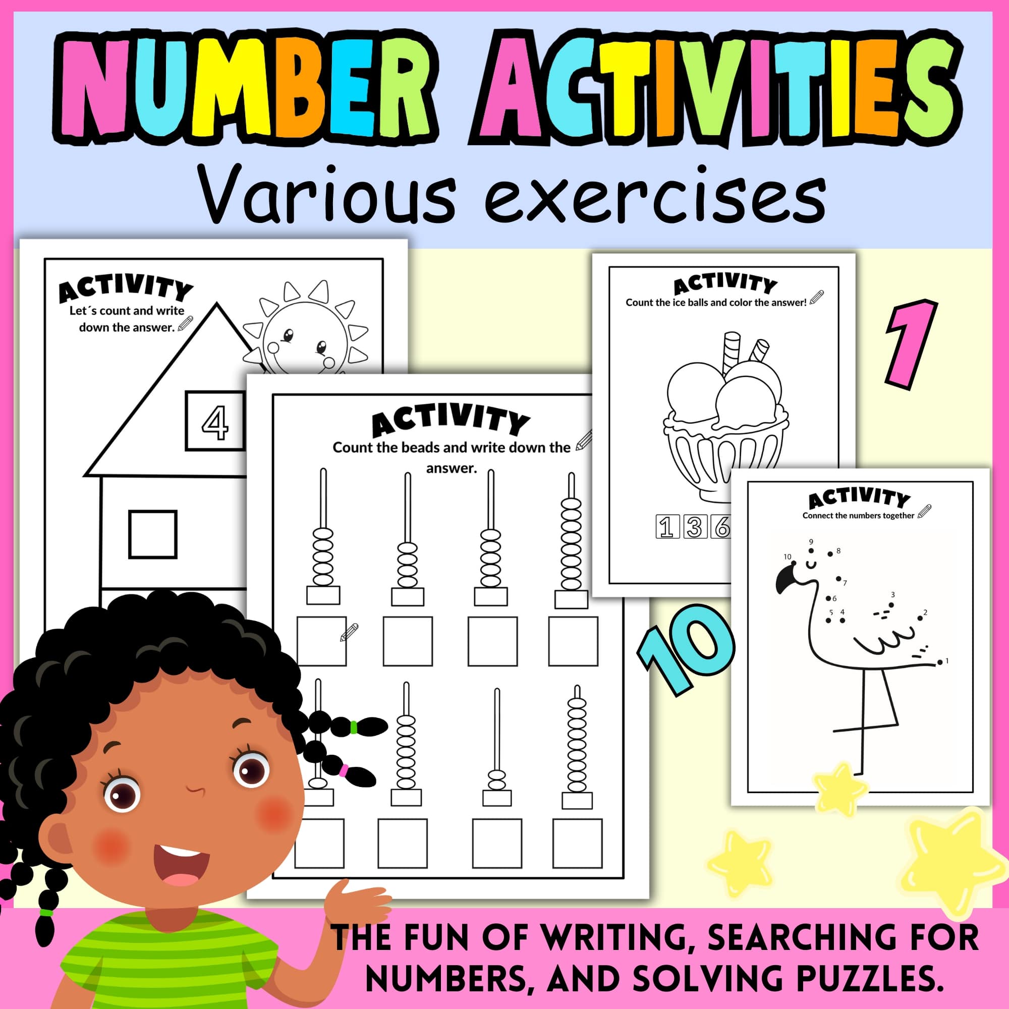 Counting & Searching and Various Exercises with the Numbers for Kindergarten.
