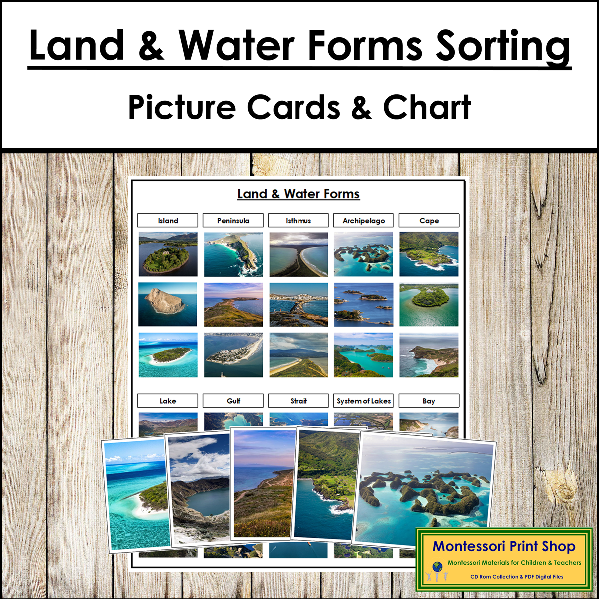 Montessori Land and Water Forms Sorting Cards & Control Chart