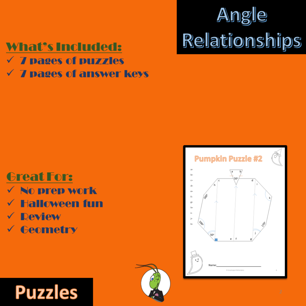 Halloween Missing Angles Puzzle Geometry | Angle Relationships - Made ...