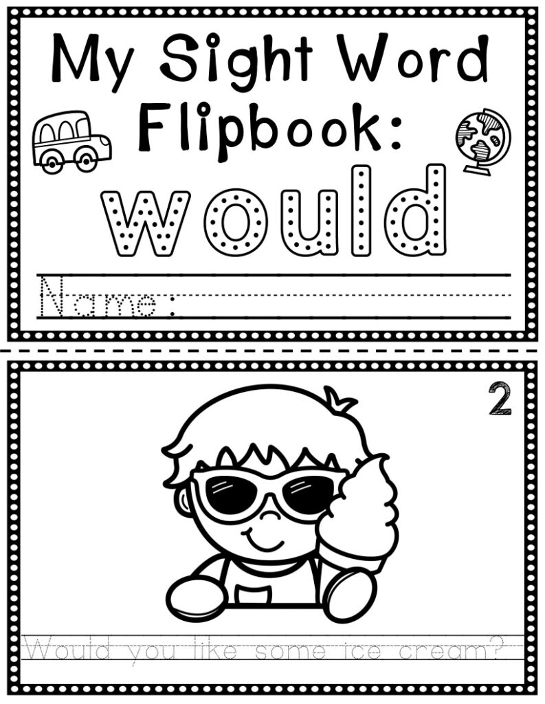 Sight Word Flip Book (Flipbook) - WOULD | Made By Teachers