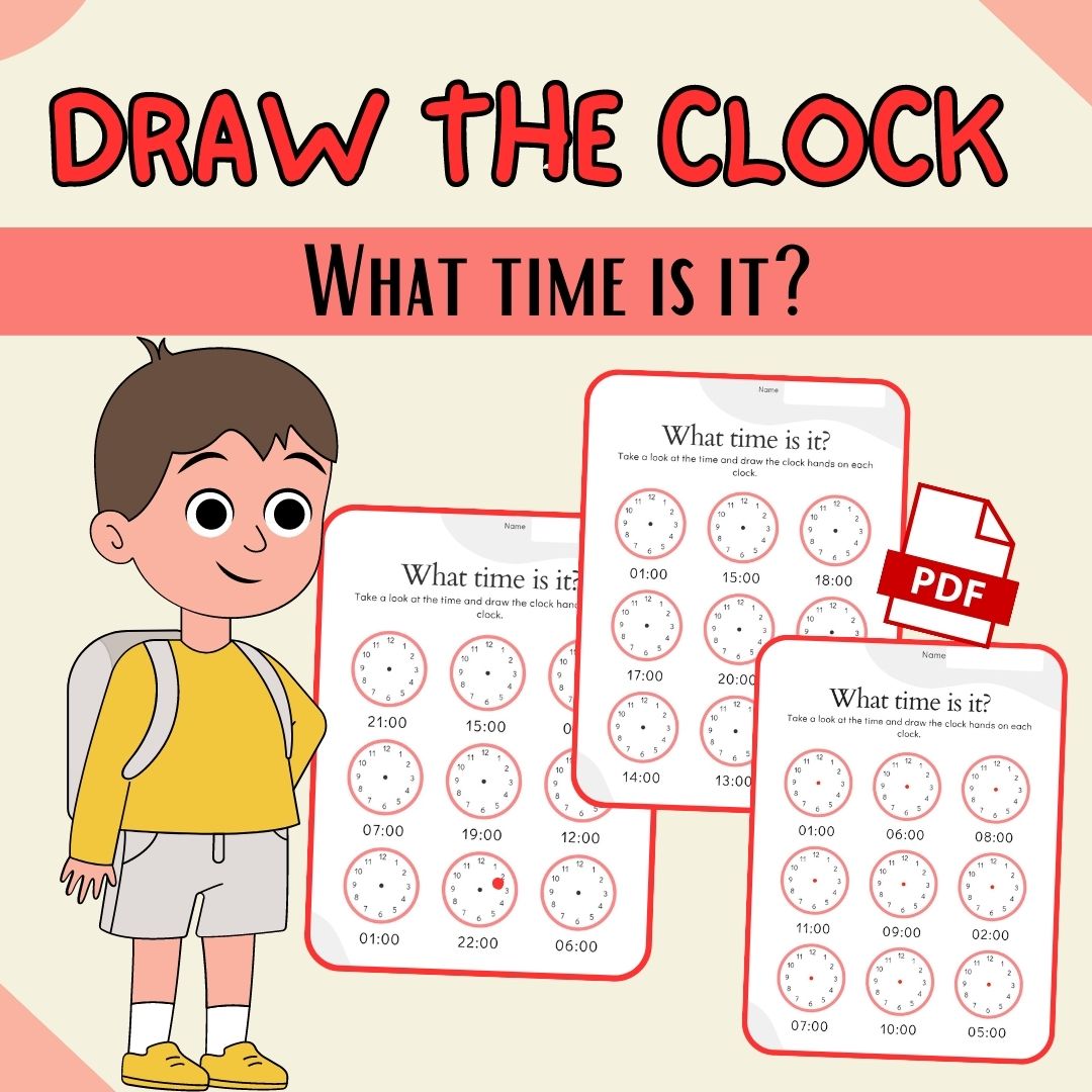 Draw the Clock | Educational Clock Game for Children | Fun Game and Educational (Worksheet)