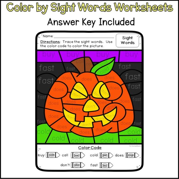 Halloween Color by Sight Words for 1st and 2nd Grade - Halloween ...