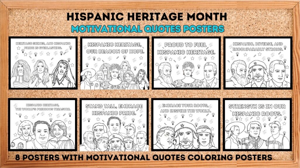 Hispanic Heritage Month Bulletin Board Motivational Quotes Coloring ...