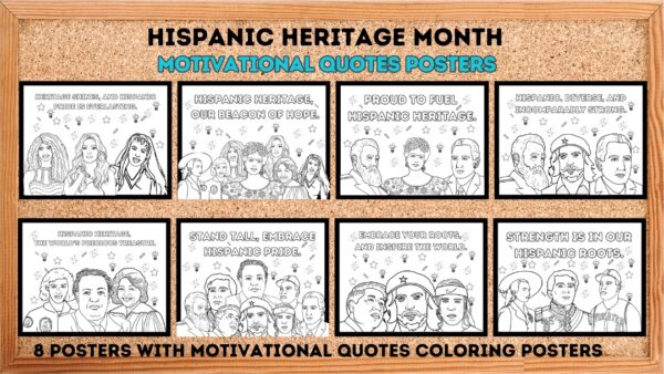 Hispanic Heritage Month Bulletin Board Motivational Quotes Coloring ...