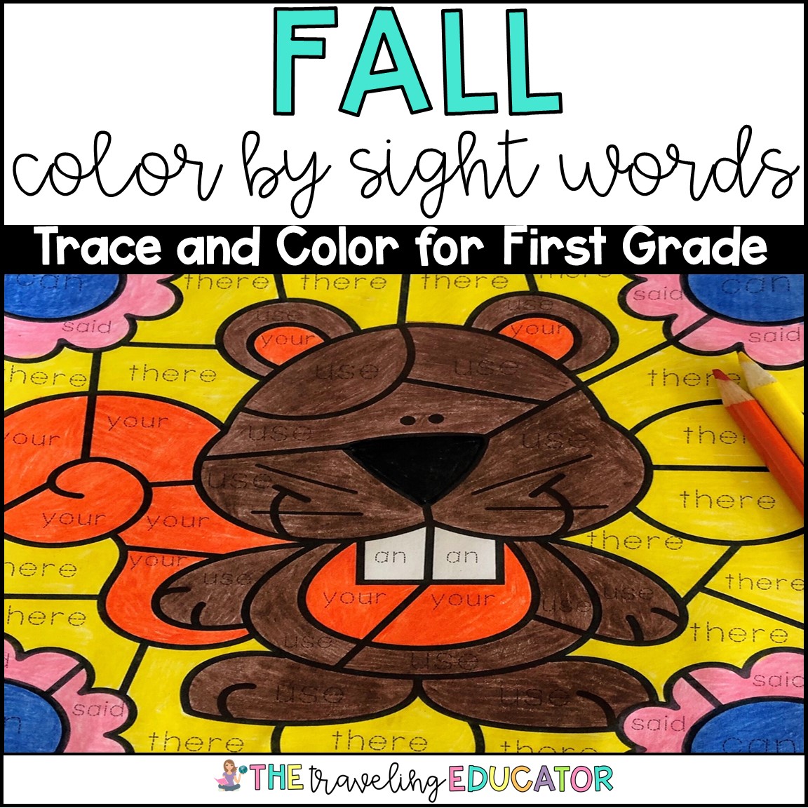Fall Coloring Pages - Color by Sight Words for 1st Grade