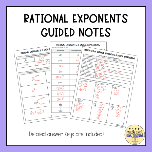 Rational Exponents Guided Notes - Made By Teachers