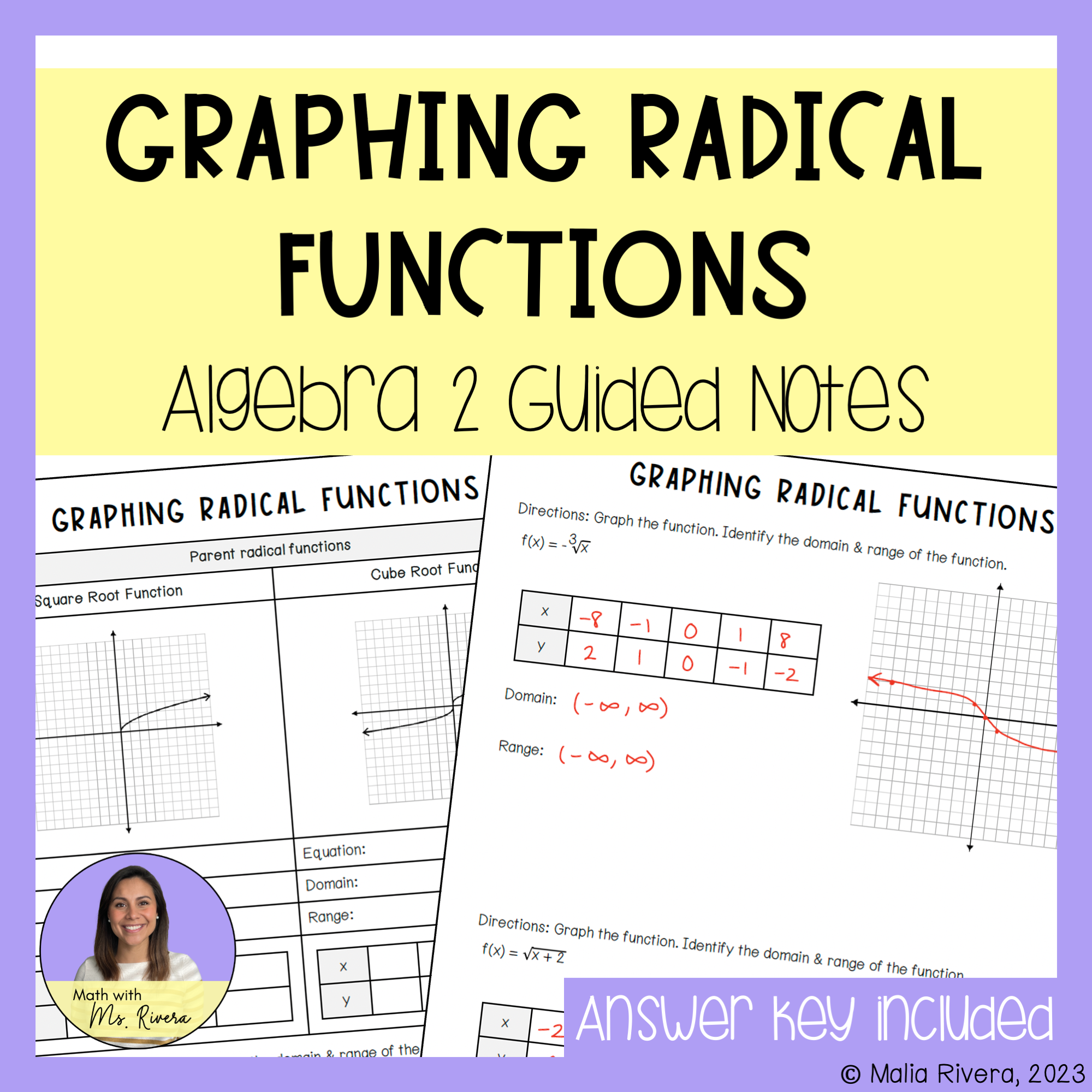 Graphing Radical Functions Guided Notes Algebra 2