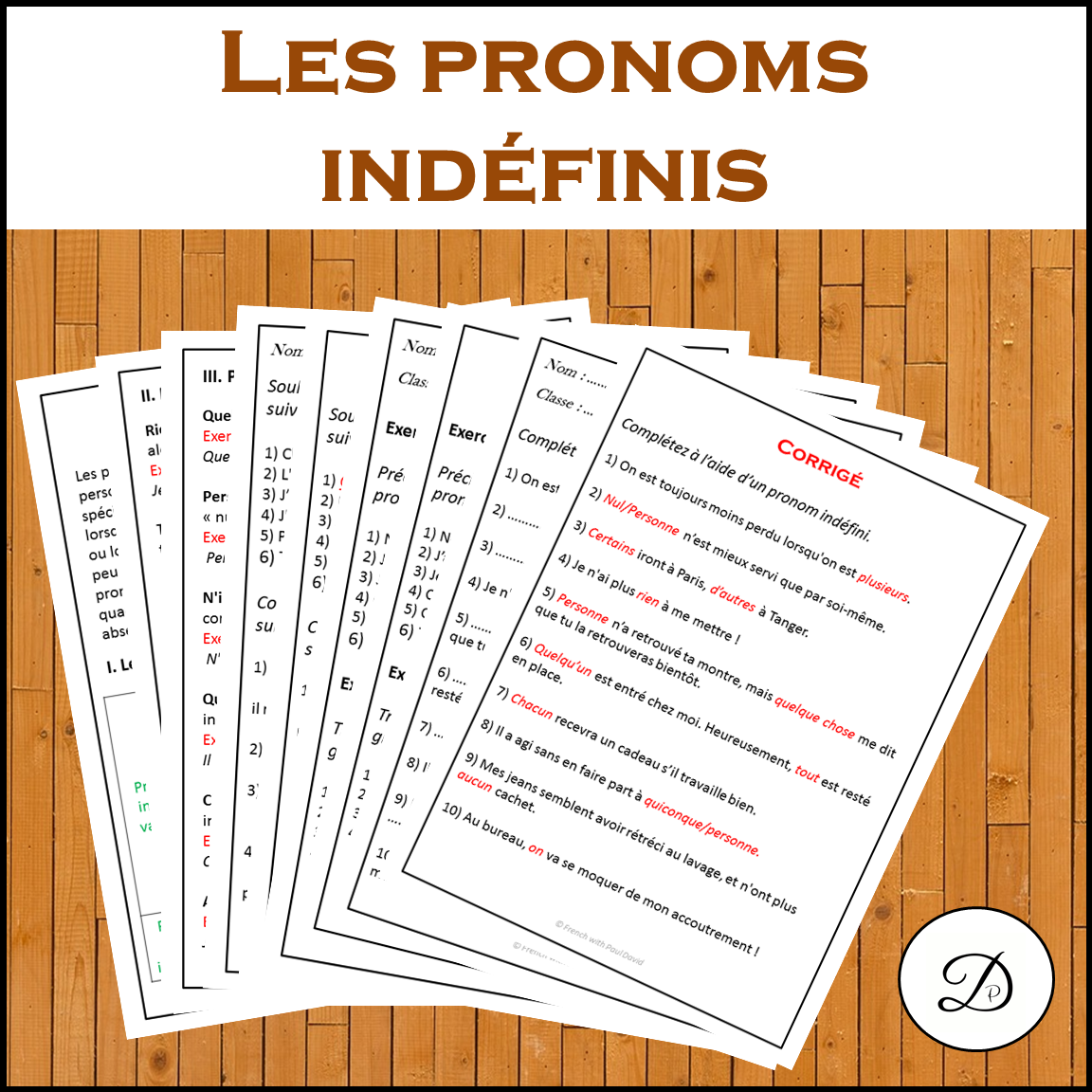 Pronoms indéfinis - Explications et exercices corrigés / Indefinite pronouns
