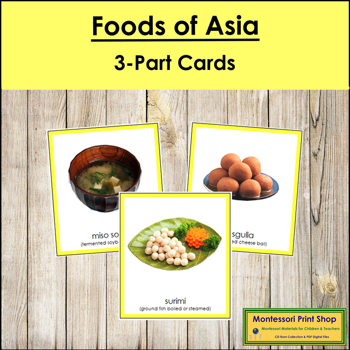 Foods of Asia 3-Part Cards (color borders) - Continent Cards
