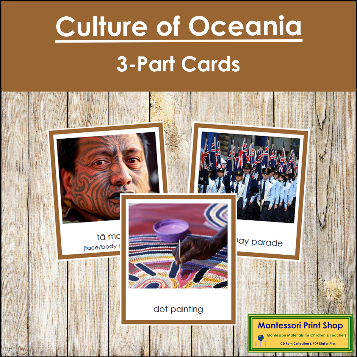 Culture of Australia/Oceania 3-Part Cards (color borders) - Continent Cards