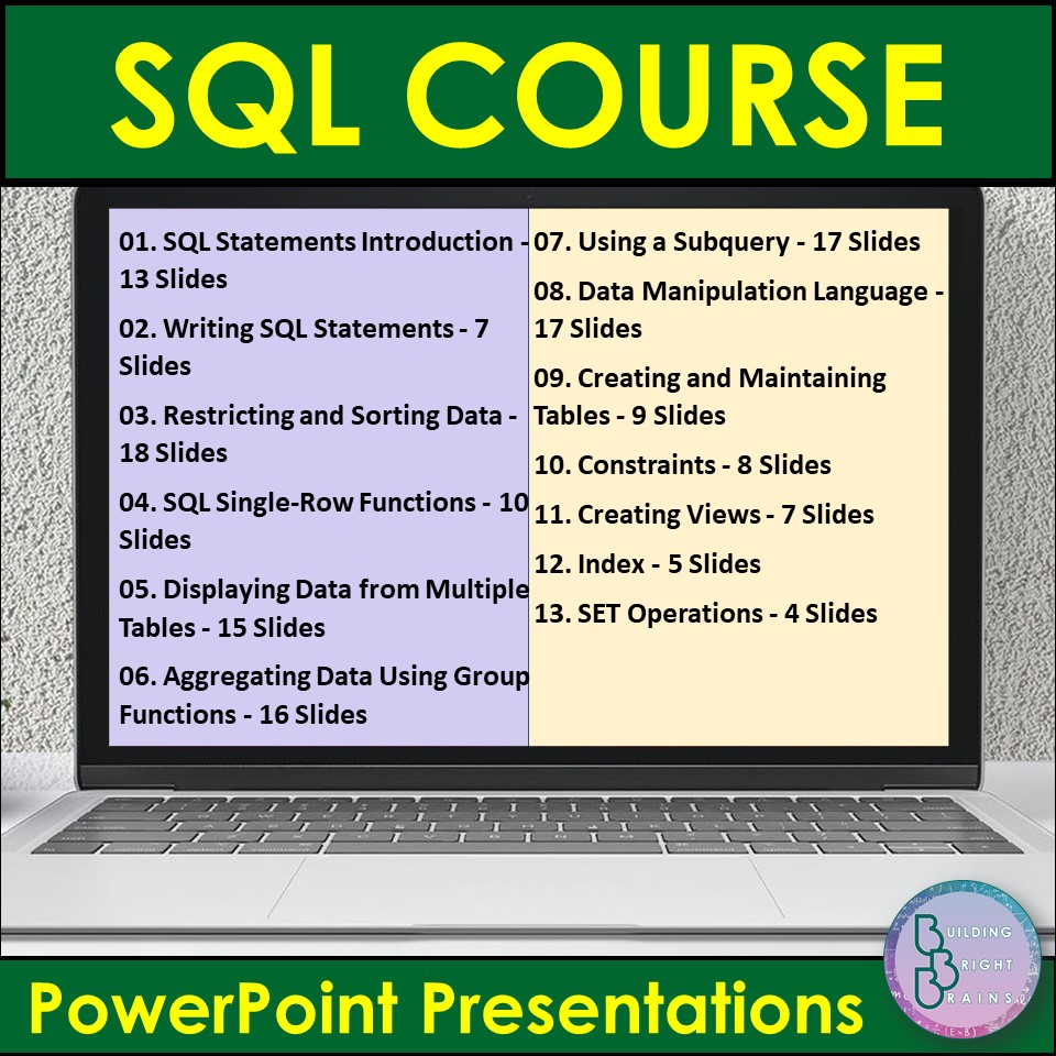 SQL Course | 13 PowerPoint Lessons for Structured Query Language