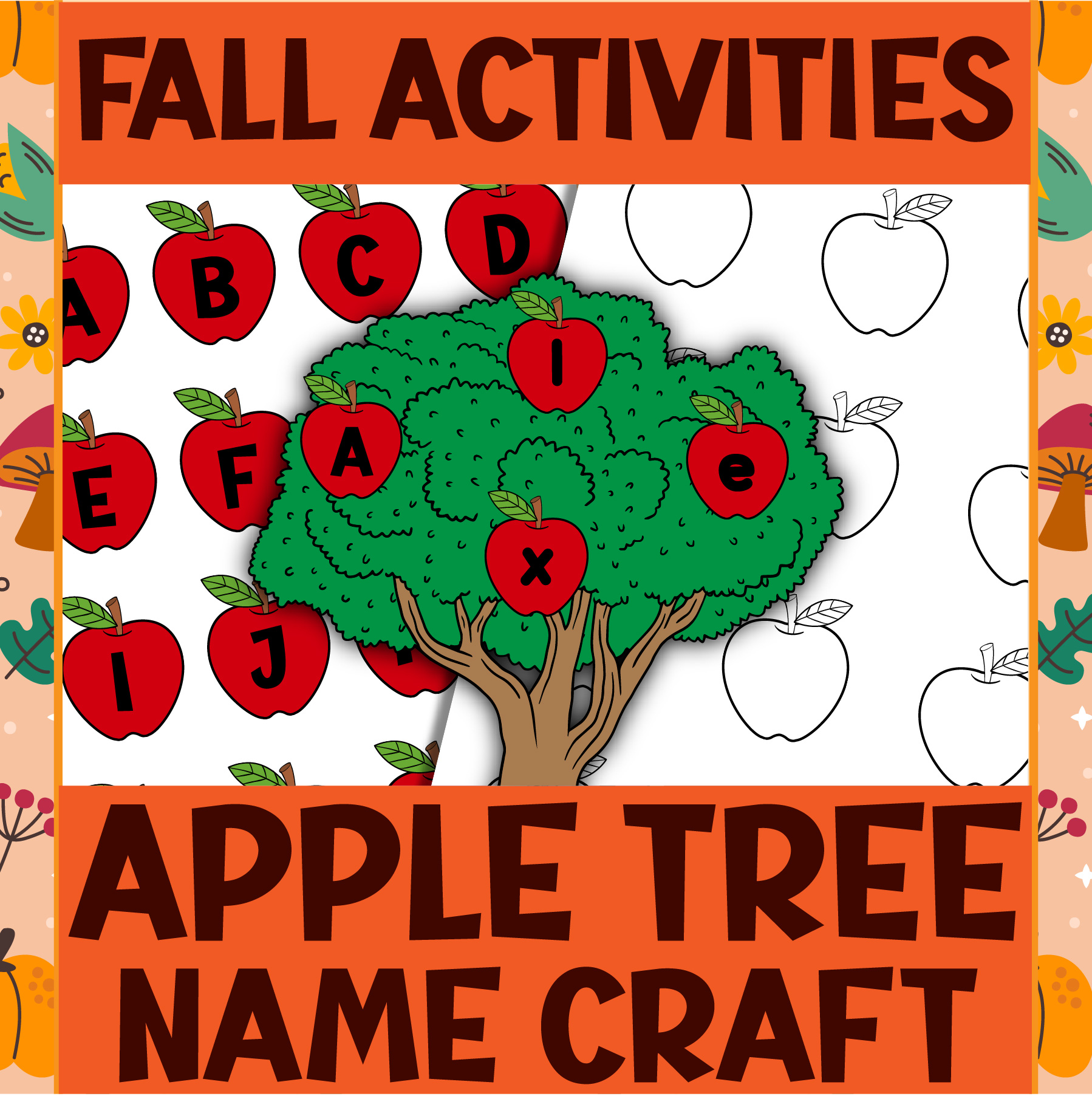 Fall Time Activities - FREE Apple Name Craft Fall Bulletin Board Autumn Activity