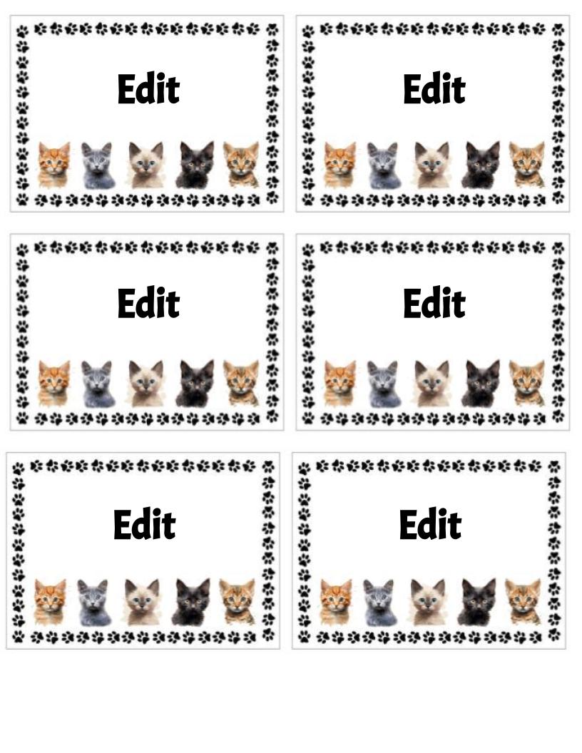 Kittenページ ノベルティ　ケース Kitten / Cat Editable Name Tags Locker Labels Book Bin Cubby