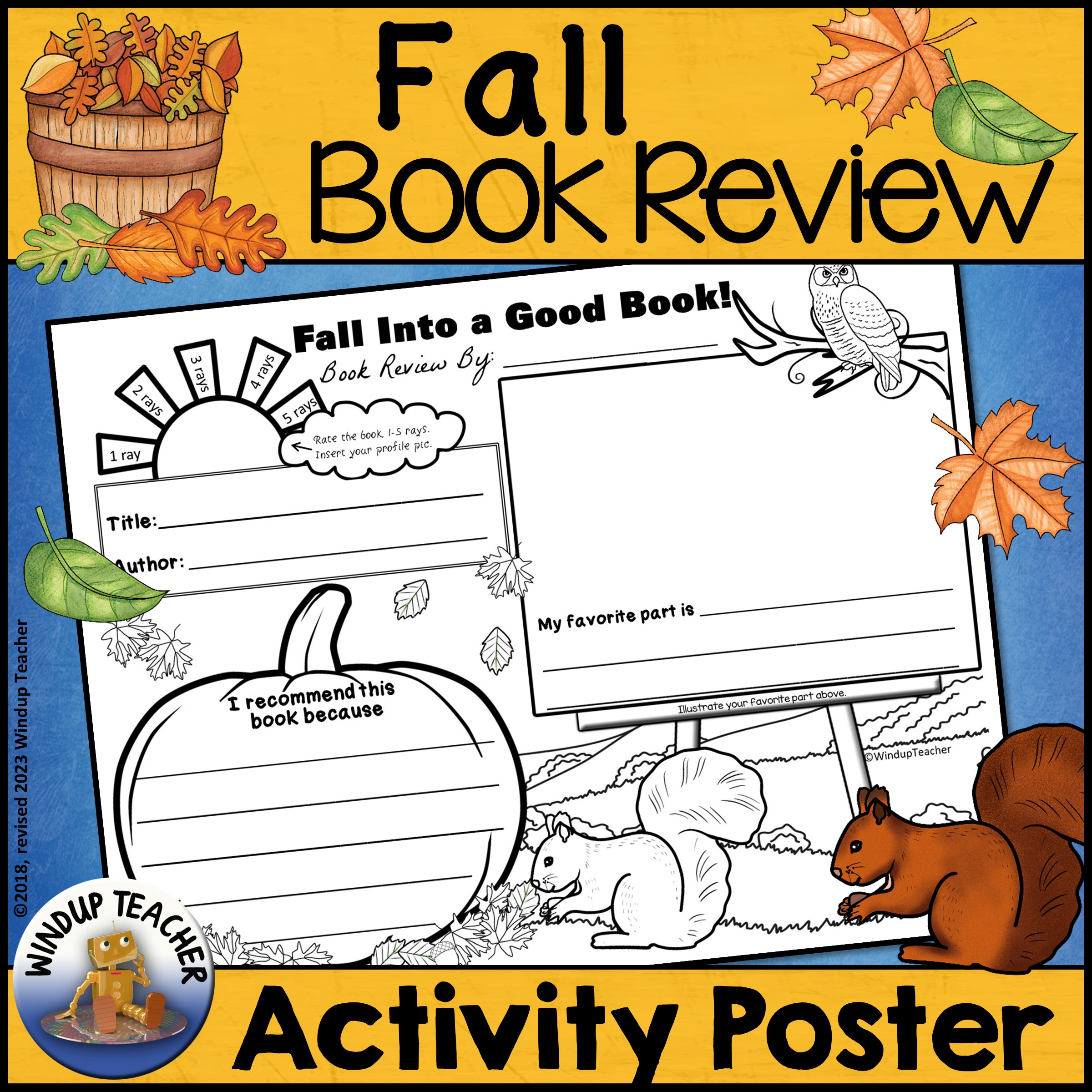 Book Review Poster - Fall Into a Good Book! Print and Go!