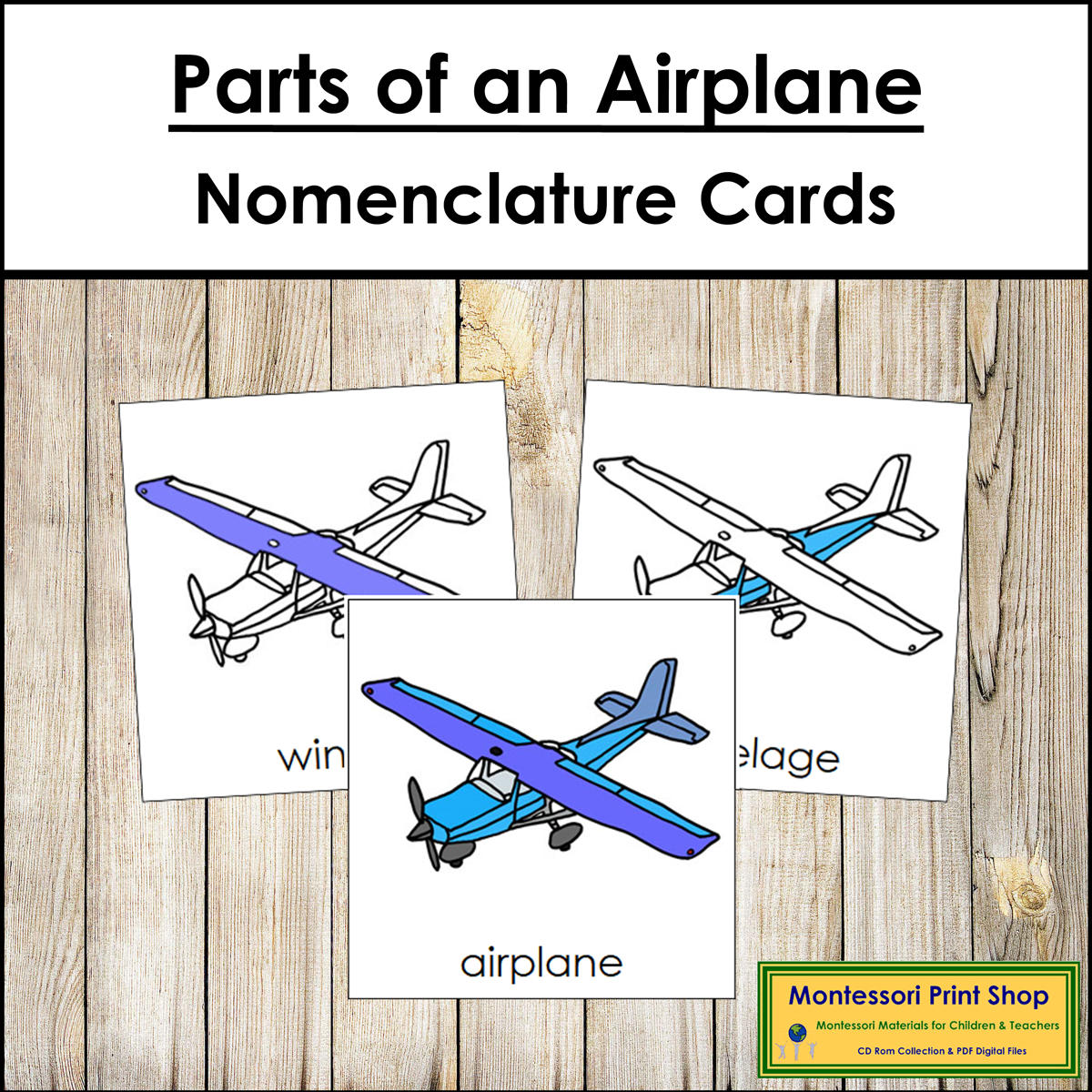 Parts of an Airplane 3-Part Cards - Montessori Nomenclature