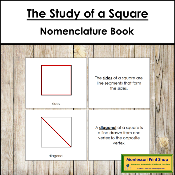 Use Ruler To Measure Books Math Squares The Study of a Square Book - Montessori Elementary Geometry | Made By ...