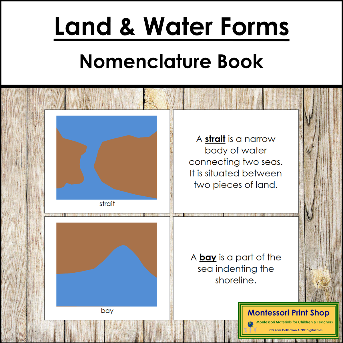 Simple Land and Water Forms Book (blue/brown) - Montessori