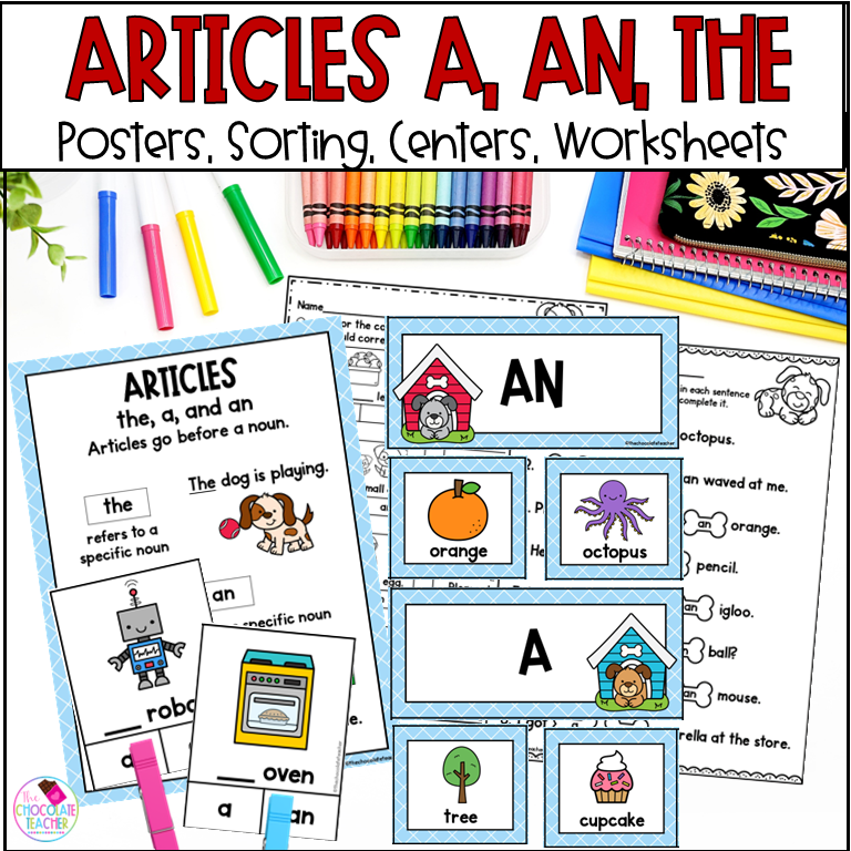 Articles A, An, The - 1st Grade Grammar with Activities, Posters, and Worksheets